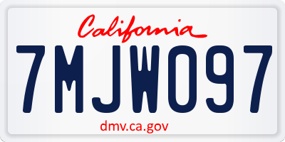 CA license plate 7MJW097