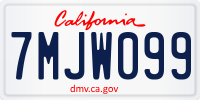 CA license plate 7MJW099