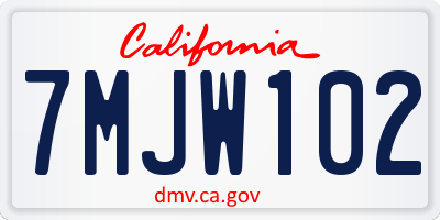 CA license plate 7MJW102