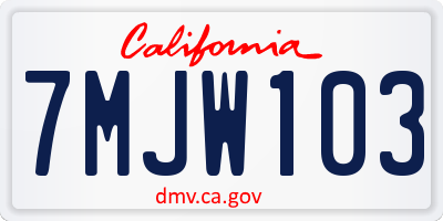 CA license plate 7MJW103