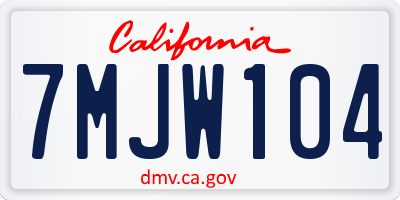 CA license plate 7MJW104