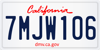 CA license plate 7MJW106