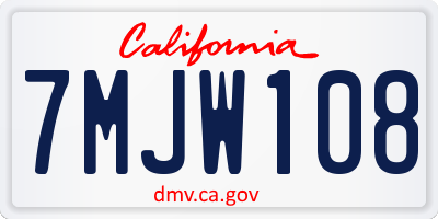 CA license plate 7MJW108