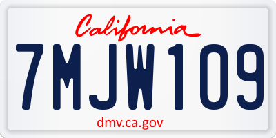 CA license plate 7MJW109