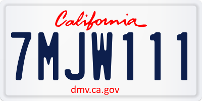 CA license plate 7MJW111