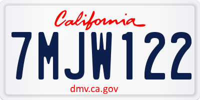 CA license plate 7MJW122