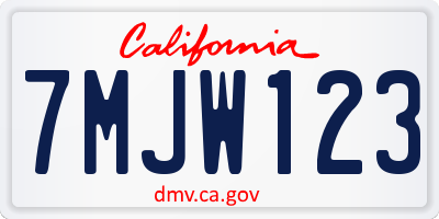 CA license plate 7MJW123