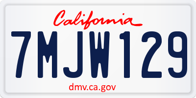CA license plate 7MJW129