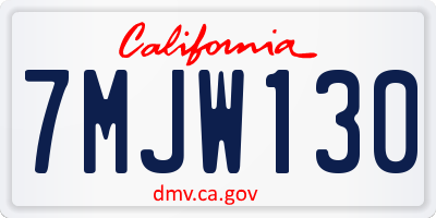 CA license plate 7MJW130