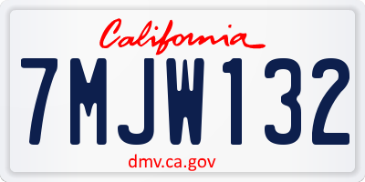 CA license plate 7MJW132