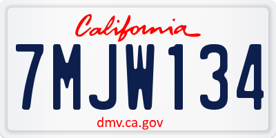 CA license plate 7MJW134