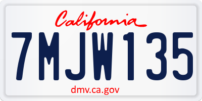 CA license plate 7MJW135