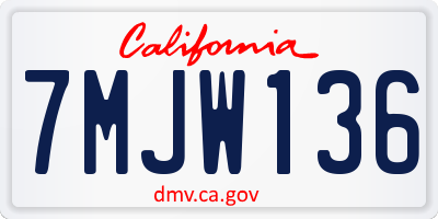 CA license plate 7MJW136