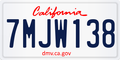 CA license plate 7MJW138