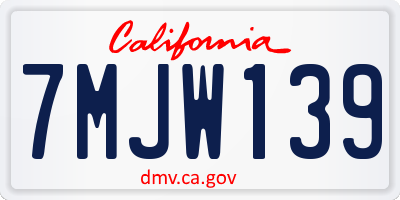 CA license plate 7MJW139