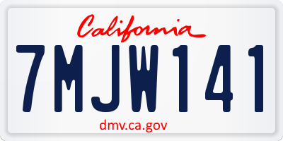 CA license plate 7MJW141