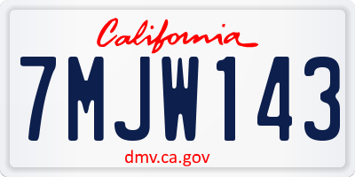 CA license plate 7MJW143