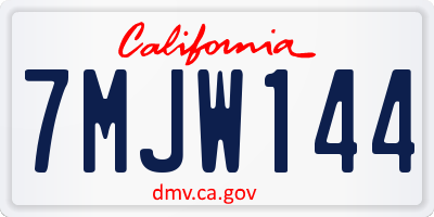 CA license plate 7MJW144
