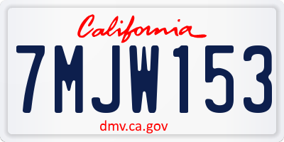 CA license plate 7MJW153