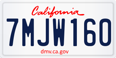 CA license plate 7MJW160