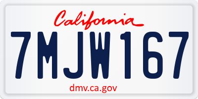 CA license plate 7MJW167