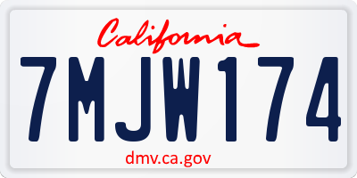 CA license plate 7MJW174