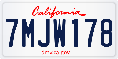 CA license plate 7MJW178