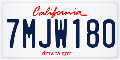 CA license plate 7MJW180