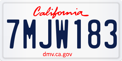 CA license plate 7MJW183