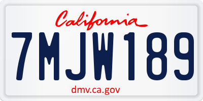 CA license plate 7MJW189