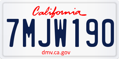 CA license plate 7MJW190