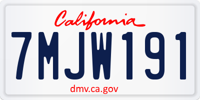 CA license plate 7MJW191