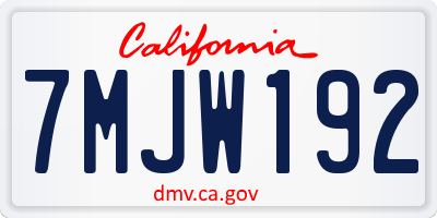 CA license plate 7MJW192