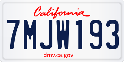 CA license plate 7MJW193