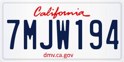 CA license plate 7MJW194
