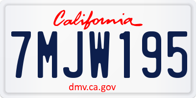 CA license plate 7MJW195