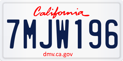 CA license plate 7MJW196