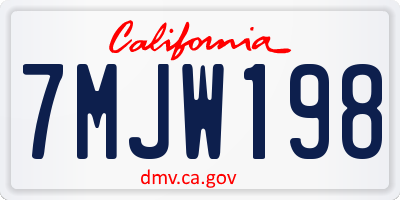 CA license plate 7MJW198