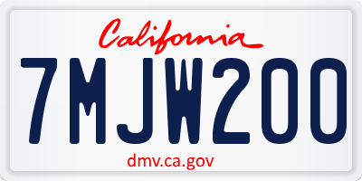 CA license plate 7MJW200