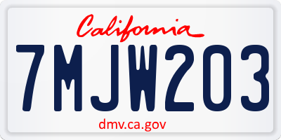 CA license plate 7MJW203