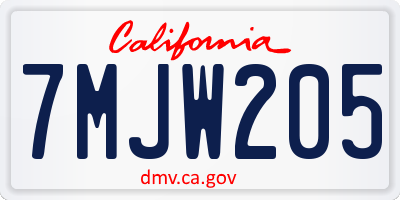 CA license plate 7MJW205