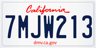 CA license plate 7MJW213