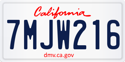 CA license plate 7MJW216