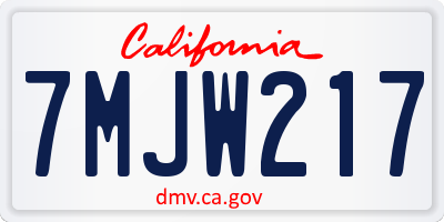 CA license plate 7MJW217