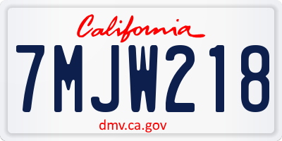 CA license plate 7MJW218