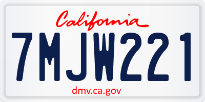 CA license plate 7MJW221