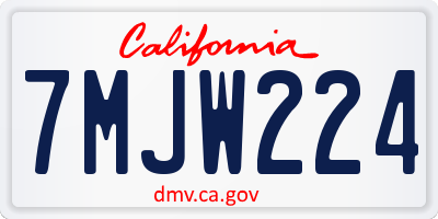 CA license plate 7MJW224