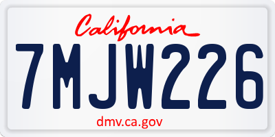 CA license plate 7MJW226