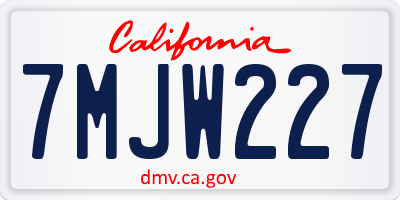 CA license plate 7MJW227