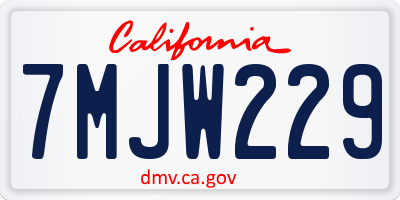CA license plate 7MJW229